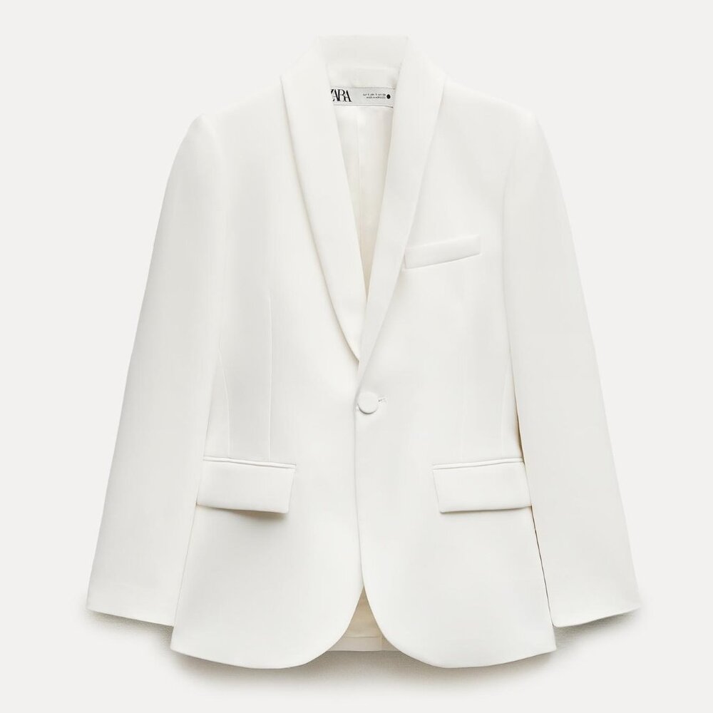 Zara Suit, ZW Collection Tuxedo Jacket & Flared Pants, XS